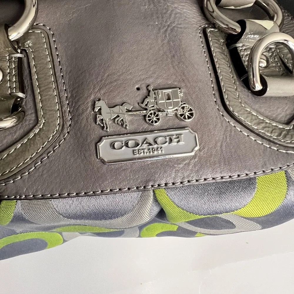 Coach Gray and Green Women's Bag - Picture 2 of 11
